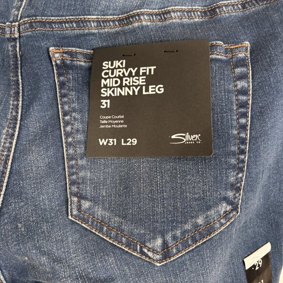 Silver Jeans Suki Curvy Fit Mid Rise Skinny Jeans W31 L29 | NWT - Picture 3 of 4